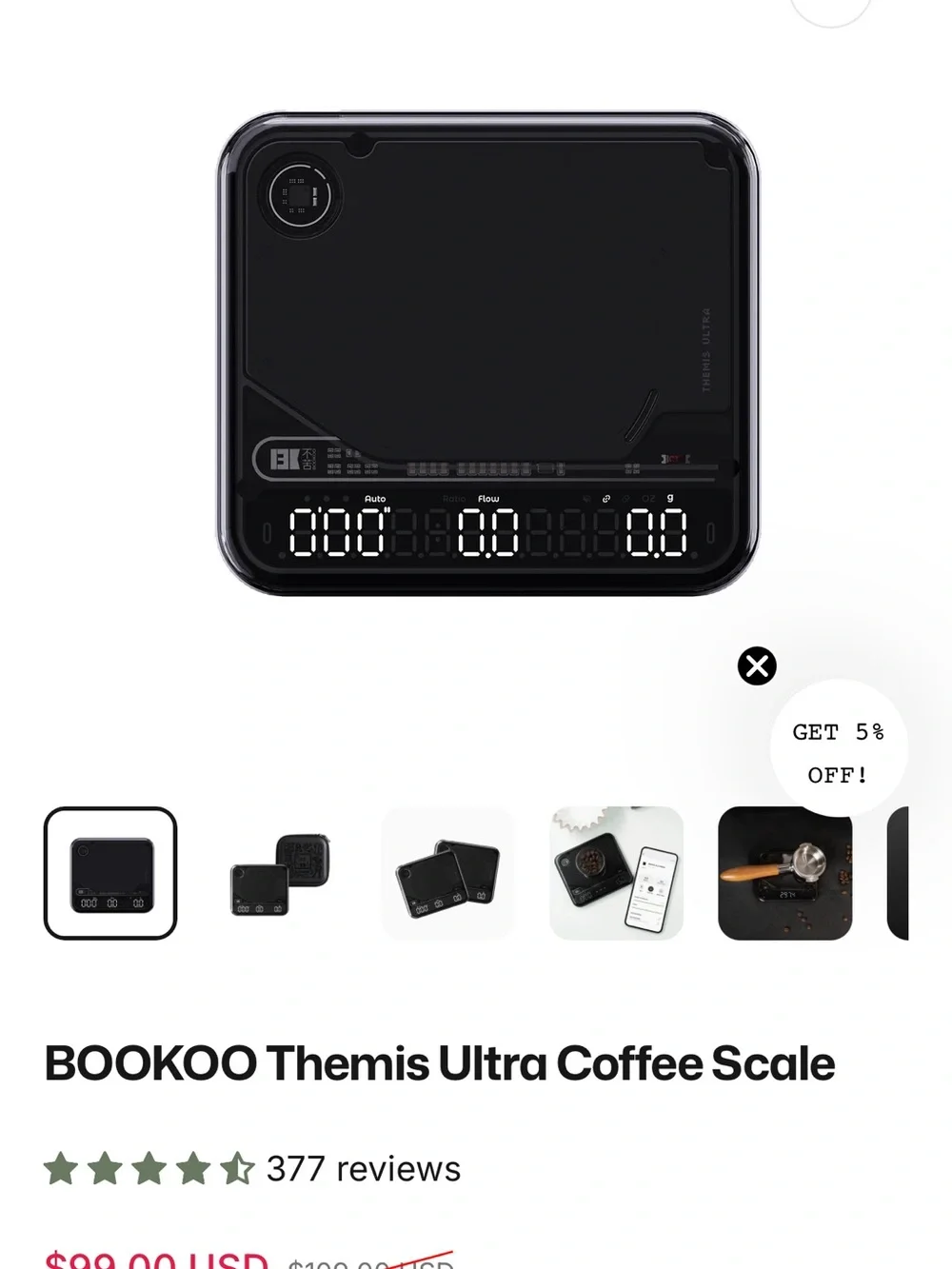 Bookoo Themis Ultra Coffee Scale - Black